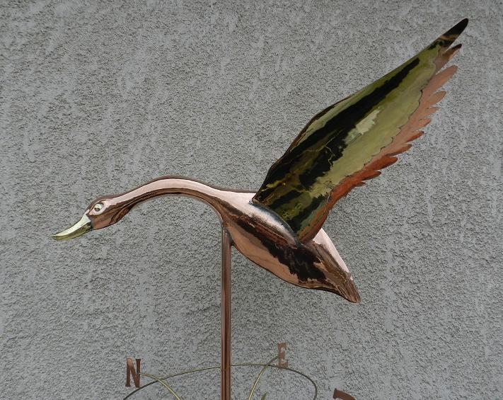 Girouette De Jardin Canard En Métal - Décoration Extérieure 26.5x26.5 Cm - Montage Sur Piquet